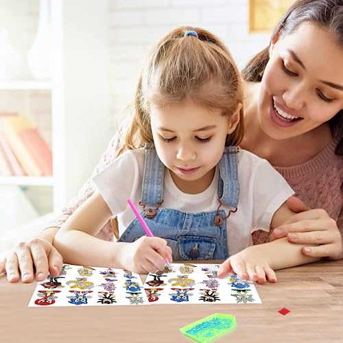 Hitomosu 5D Diamond Painting Stickers Kits, 12 Pcs Cartoon Anime Theme Diamond Stickers Paint By Numbers Kit, Boys And Girls Diy Cartoon Theme Stickers #TOP4