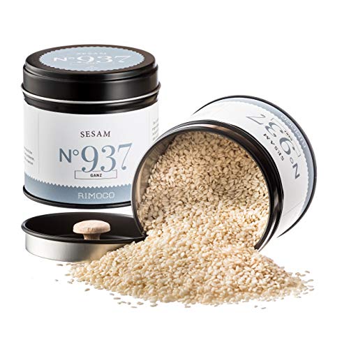 Rimoco N°937 Bio Sesam Samen ganz - Sesamsamen nussig, vollmundig & süßlich aus Indien | aus kontrolliertem Anbau | in eleganter Gewürzdose mit Aromadeckel | Inhalt: 70g