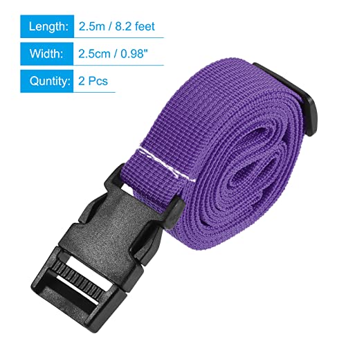 Image of MECCANIXITY Utility Strap with Buckle 1x98 Inch Polyester Quick Release Adjustable Belt for Travel Outdoor Bag Luggage Packing (Purple, Pack of 2)