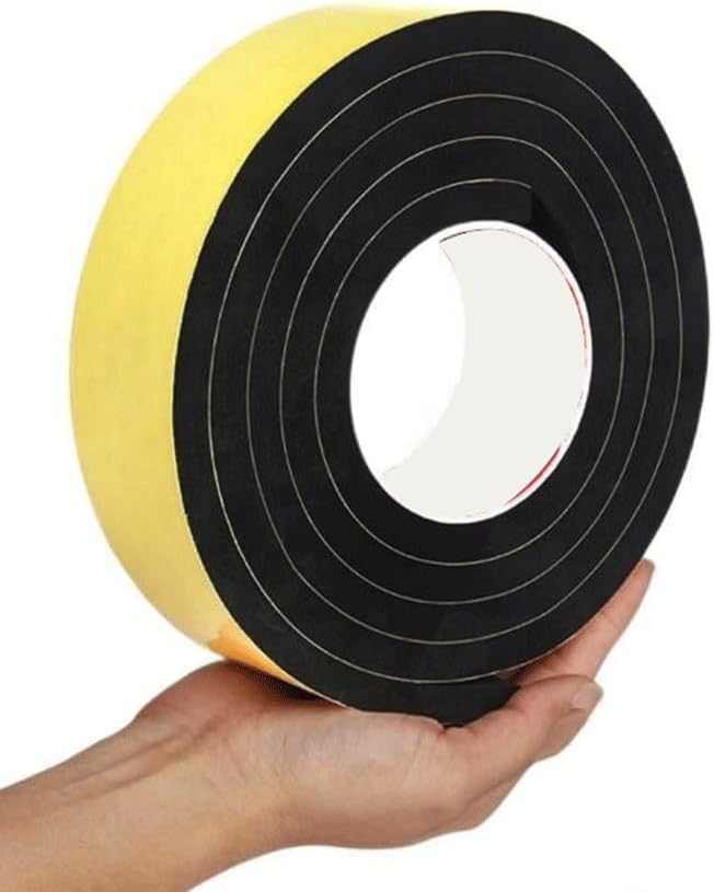 Self Adhesive Foam Tape ， Foam Insulation Tape, for Windows Hardware EVA black foam sponge rubber strip tape Strong adhesive Window Door Seal Strip(2M x 50mm x 5mm)