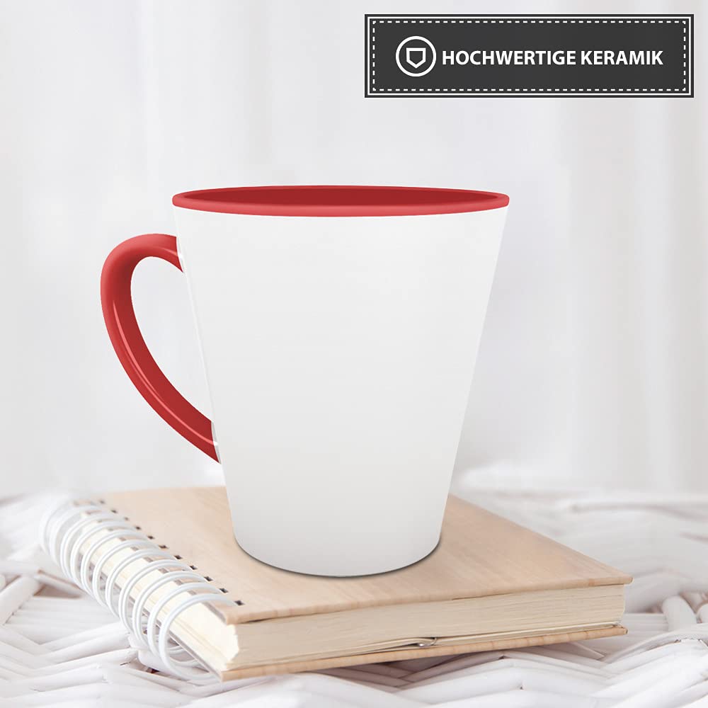 Bastel-Tassen ohne Druck zum Bemalen aus Hochwertiger Keramik Einzeln oder im Set/Mug/Cup/Becher/Pott Konische Tasse Innen & Henkel Rot 24er Set