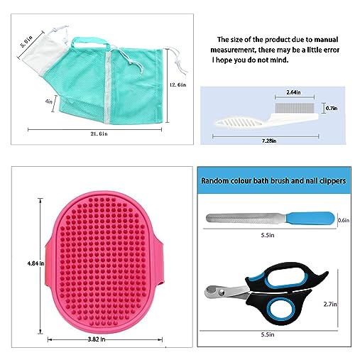 Image of Adjustable Multifunctional Anti-Bite Shower net Bag，Cat Grooming Mesh Bag, Cat Bathing Bag，Cat Bath Brush and Cat Nail Clipper