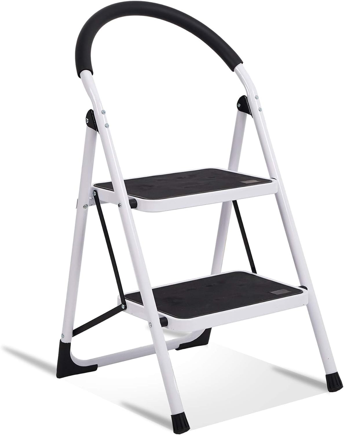 2 Step Ladder Folding Step Stool Steel Stepladders with Handgrip Anti-slip Sturdy and Wide Pedal Steel Ladder