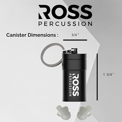 Ross Percussion Tapones para los oídos de batería de alta fidelidad, reducción de ruido, 19 dB (1 par)