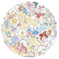 Small Fresh Princesses Stickers for Water Bottles 50 Pcs Cute, Waterproof, Beautiful and Fashionable Youth Stickers, Suitable for Cups, Phones, Bicycles, Guitars, Suitcases,Piano,Skateboard.