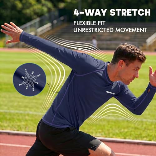 Men's UPF 50+ Ice-Cool Quick-Dry Fishing Shirt with Thumbholes Navy - image 4