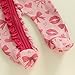 Foidiccx Baby Girl First Valentines Day Outfit Ruffled Zipper Footie Waffle Romper Jumpsuit Newborn Cute Coming Home Outfit (Bow Heart Red, 6-12 Months)