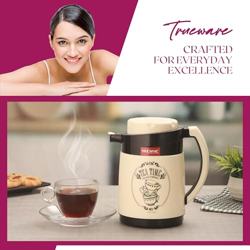 Image of Trueware Ruff Tuff 800 Insulated Flask - 750 Ml | Insulated Tea Pot Kettle Thermos Water Jug | Hot & Cold | Food Grade Plastic | Lightweight BPA-Free | Wide Mouth Design | Ideal for Office, Travel