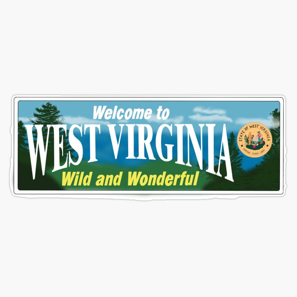 West Virginia Welcome Sign Sticker Vinyl Waterproof Sticker Decal Car Laptop Wall Window Bumper Sticker 5"