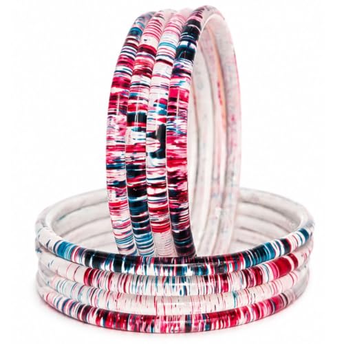 Image of NMII Premium Glass Bangle Set for Women | Multicolor Designer Kangan | Fancy Kanch ki Chudiya | 3D Transparent Chudi Set | Wedding & Festive Occasions Bangles