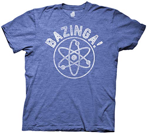 Ripple Junction Big Bang Theory Bazinga Collegiate with Linear Atom Adult T-Shirt Large Heather Royal