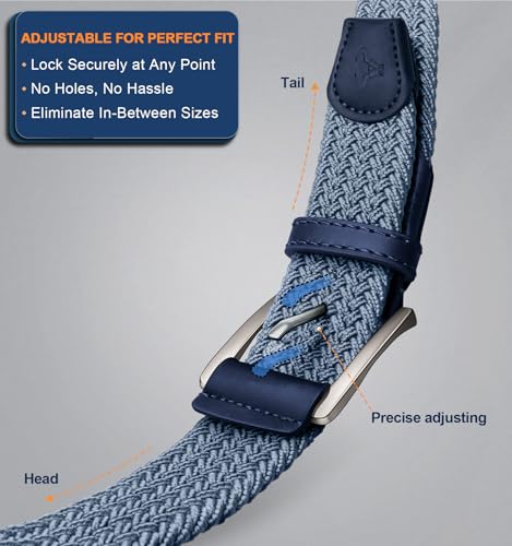 Image of BULLIANT Men's Woven Braided Stretch Web Golf Belt 1 3 /8 inch-Gift Boxed