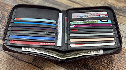 RFID Signal Blocking Zip-around Mens Wallet Genuine Leather European Hipster4