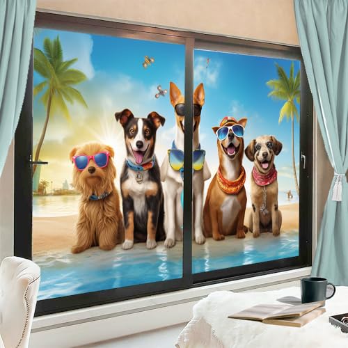 Vinilo adhesivo para ventana estampado perros 2 piezas miniatura 3