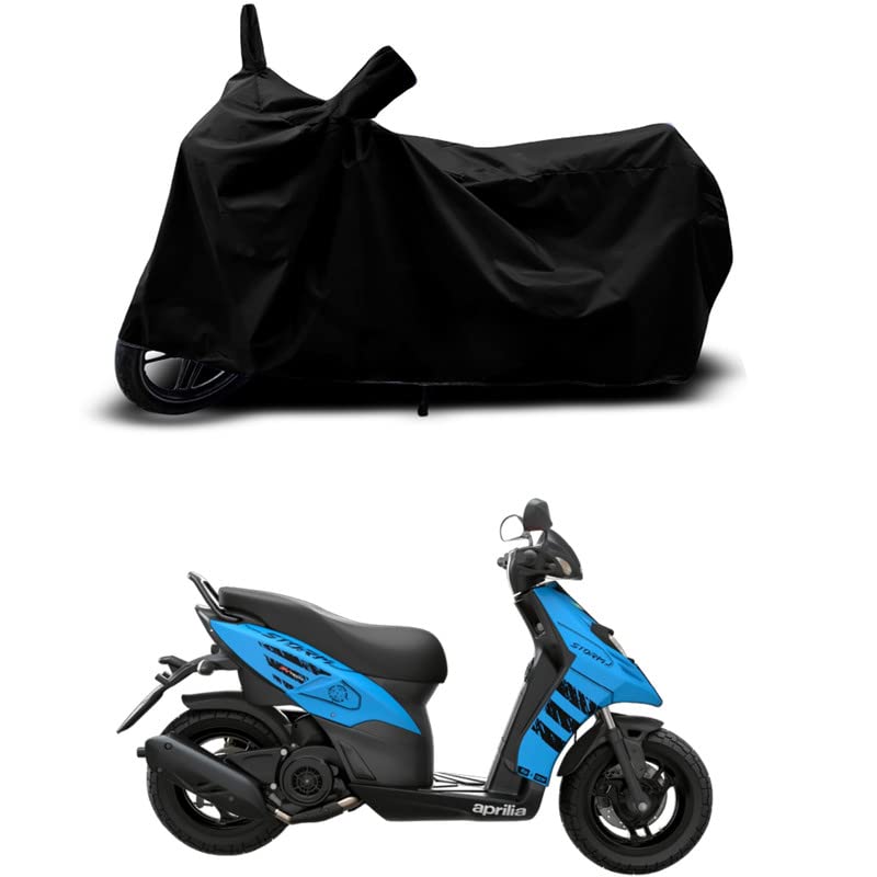 Image of 100% Scratchproof /UV-Rays /Heat Protection /Birds Dropping /Water Resistant /Dust Proof /Waterproof /Full Bike Scooty Two Wheeler Body Cover Compatible for Aprilia SR 125 All Varients[Black]