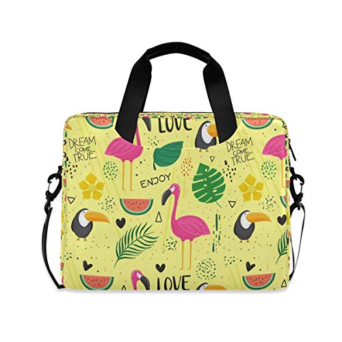 Pink Crane Parrot Laptop Shoulder Bag Notebook Computer Handbag Sleeve Table Carrying Case Messenger Bags Fits 15.4 In for Youth