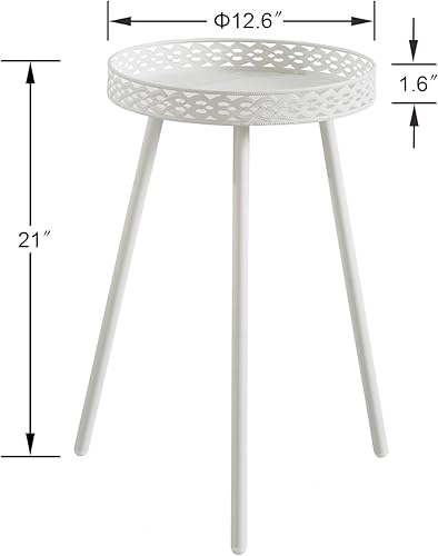 Miniatura 2 de Mesa auxiliar para sala de estar pequeña mesa auxiliar redonda para mujeres - Blanco