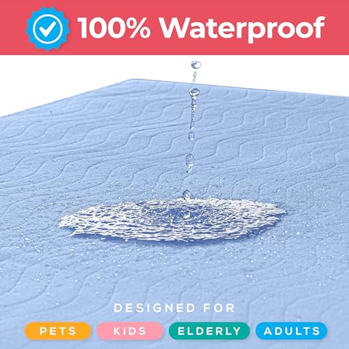 Image of 6 Pack Waterproof Reusable Heavy Absorbency Incontinence Bed Pads 34 inchx36 inch | Utopia Bedding Washable Underpads, Chuck Pads for Adults, Kids, Elderly and Pets, Bedwetting Pads for Sofa and Couch, Blue