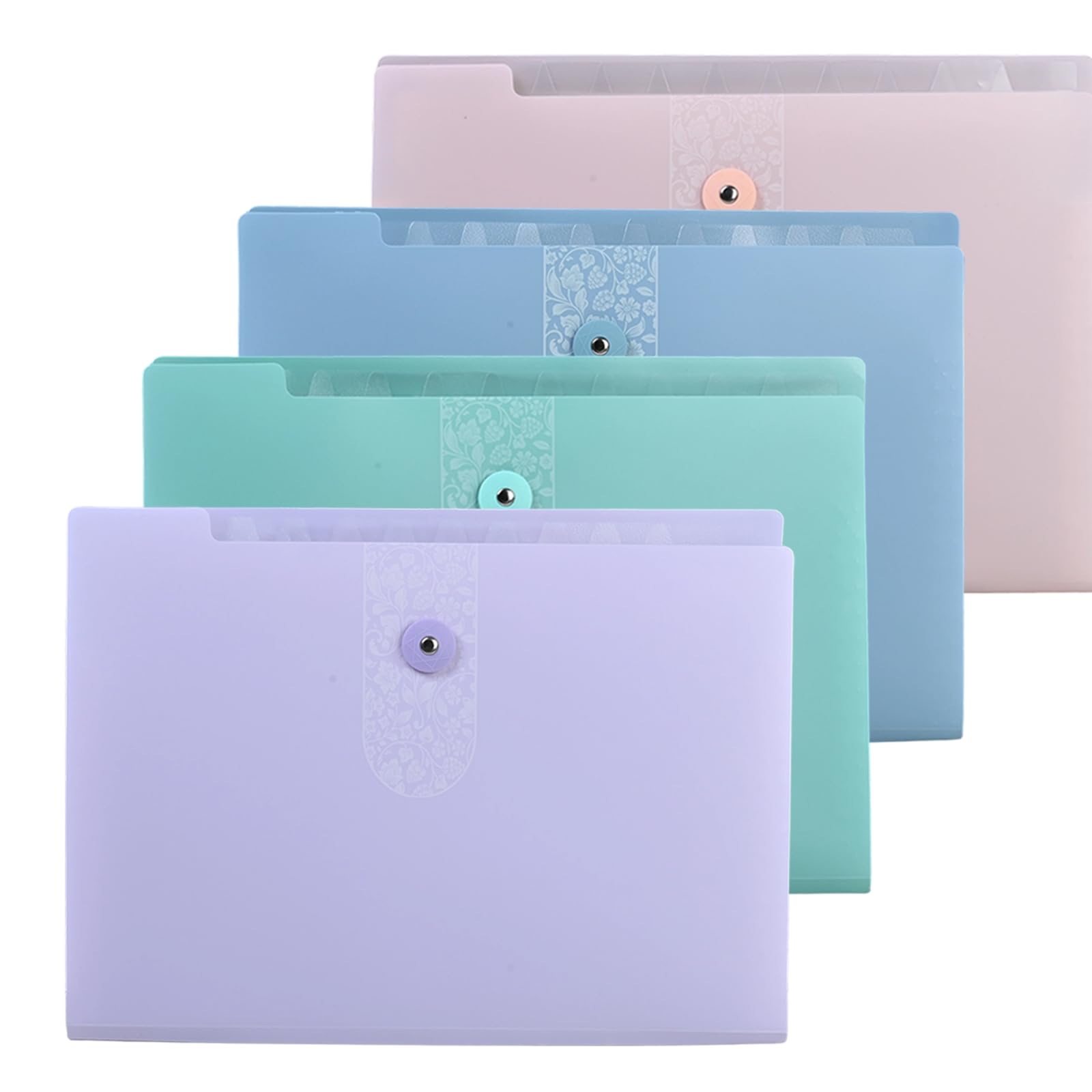 Expanding File Organiser, 4 Pcs Document Organiser 12 Pockets Filing Folders A4 Folder Dividers Large Capacity Paper Folder Colorful Expandable Document Storage, for Office, School, Home
