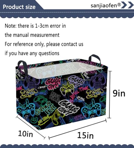 Image of Rectangular Kids Baskets,Waterproof Foldable Storage Basket with Handles,Games Basket,Boys Room DecorGame Storage Bin,Shelf Baskets(Cool Game)