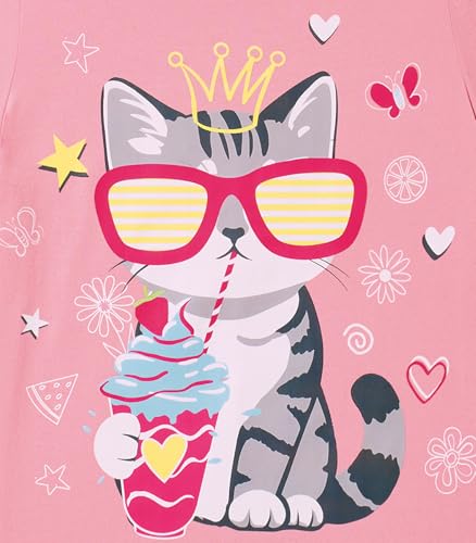 Image of Toddler Girls Clothes T-Shirt Short Sleeve Graphic Tee Cartoon Dinosaur 2-6T Girl Shirt Summer