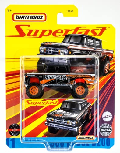 Matchbox Superfast 1968 Dodge D200 coche de juguete metalico escala 1 64 retro negro naranja