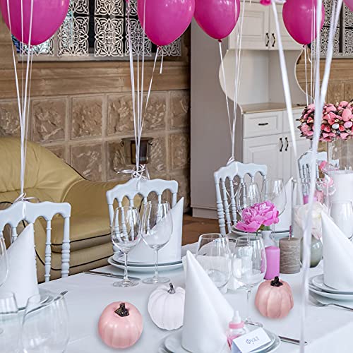 Image of Winlyn 7 Pcs Assorted Sizes Fall Artificial Peach Pink Pumpkins Harvest Faux Foam Light Pink Pumpkins for Fall Autumn Season Halloween Thanksgiving Harvest Festive Tabletop Decoration