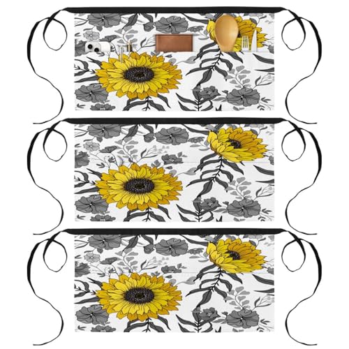 Demi-tablier pour cuisine nettoyage de la maison et restaurant à motif tournesols