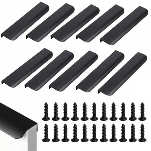 XRVRILE Lot de 10 Invisible Poignee de Meuble Cuisine en Aluminium, 200 mm Poignées Encastrées Affleurantes avec Vis, Poignée Meuble pour Tiroirs et Portes...