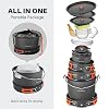 Odoland 18pcs Camping Cookware Large Size Hanging Pot Pan Kettle Set with Plastic Plates Bowls Soup Spoon for Camping, Backpacking, Outdoor Cooking and Picnic #1