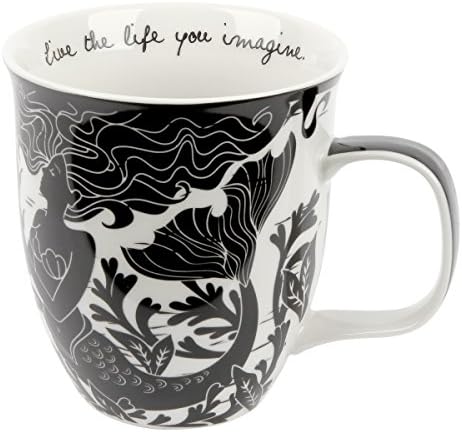 Karma Gifts 16 oz Black and White Boho Mug Mermaid - Cute Coffee and Tea Mug - Ceramic Coffee Mugs for Women and Men