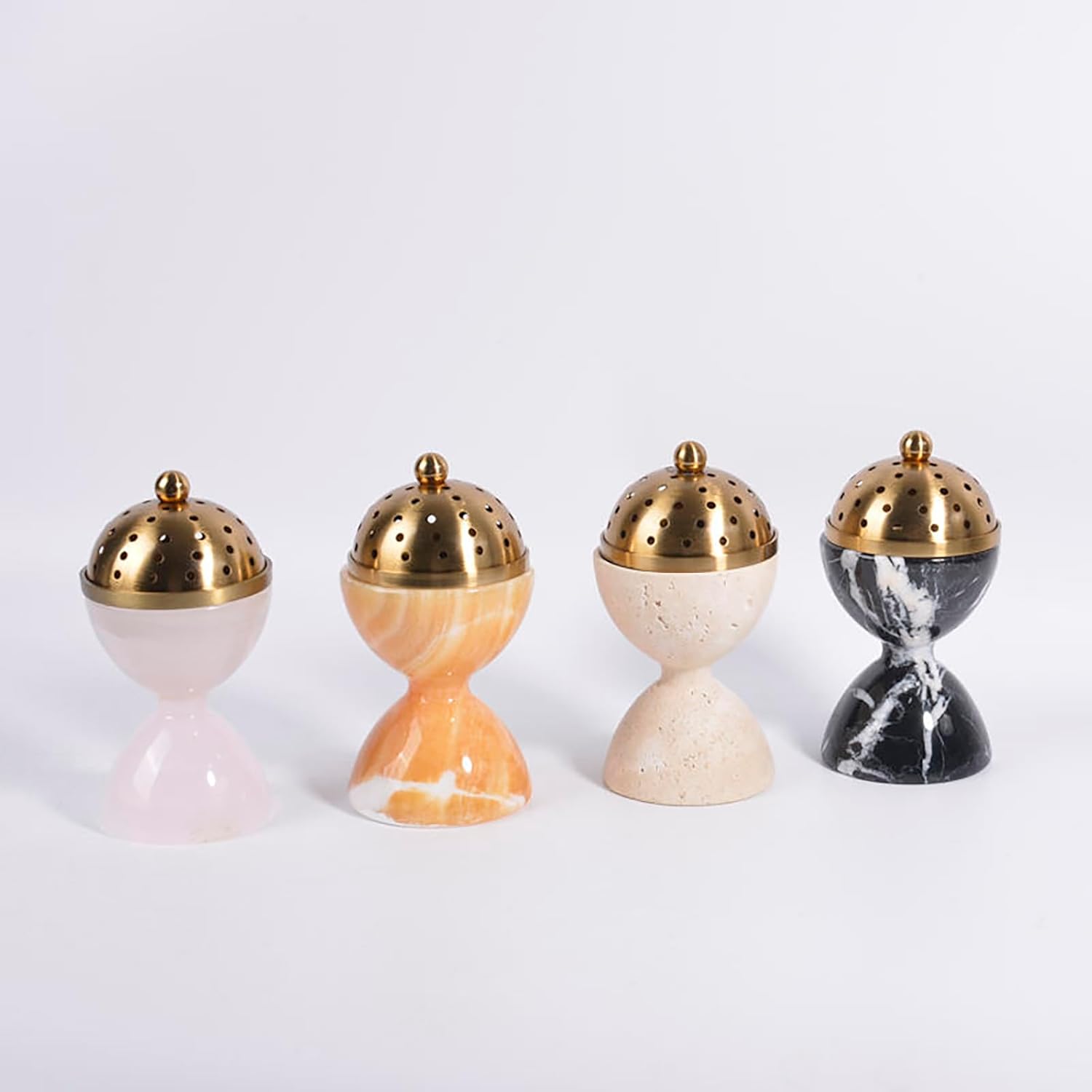 Natural Marble Incense Burner with Brass Accents 6.29 x 3.54 inches Multi-Purpose Holder for Cones/Sticks/Sage, Home Decor & Relaxation (Black)