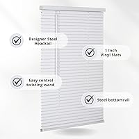 Vista 3 de LOTUS & WINDOWARE Persiana de Vinilo Premium de 1", Oscurecimiento de Habitación, Sin Cordón, 32" de Ancho x 60" de Largo, Blanco - Persianas