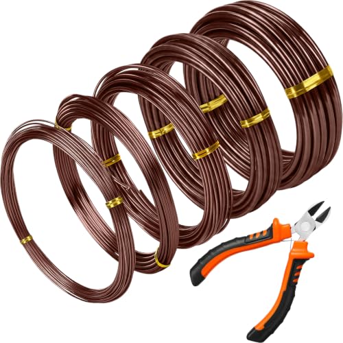 Mudder 5 Roll Bonsai Training Wire Aluminum 1/1.5/2/4/6mm Brown