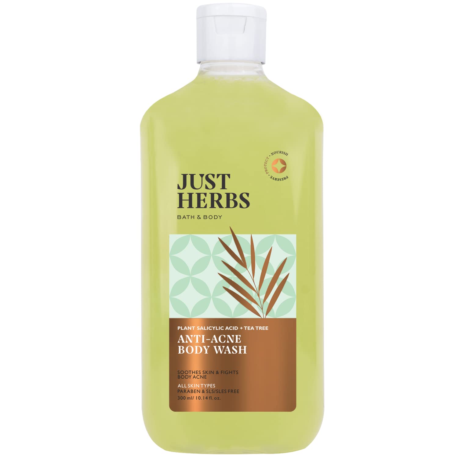 Just Herbs Tea Tree Anti - Acne Body Wash with Plant Salicylic Acid for Men & Women 300 ml-image-40
