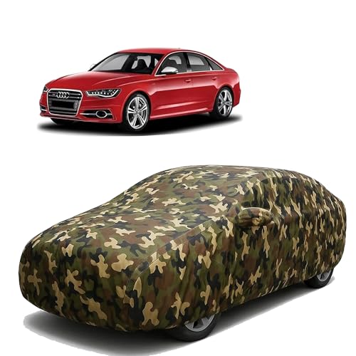 Image of Sulfar 100% Waterproof Car Body Cover Compatible with Mirror for Audi S6 with Long Lasting Durable Material (Triple Stitched, Full Bottom Elastic, Camouflage Army)