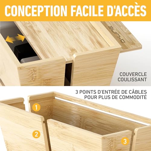 Organisateur de cordons en bois pour bureau et salon D-Line - 7