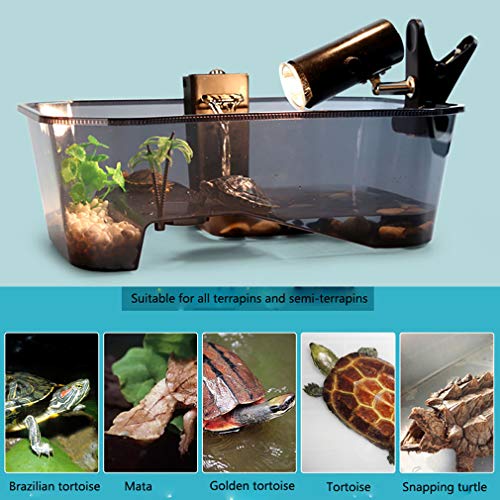 Image of Hamiledyi Turtle Tank Aquarium,Reptile Habitat,Turtle Habitat Terrapin Lake Reptile Aquarium Tank With Platform Plants For Crayfish Crab (Black)