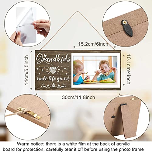 Grandkids Photo Frame -Grandparents Picture Frame Make Life Grand Gifts for Grandma Grandpa from Grandchildren Table Centerpieces Table Wooden Decor Wall Decoration - Image 4