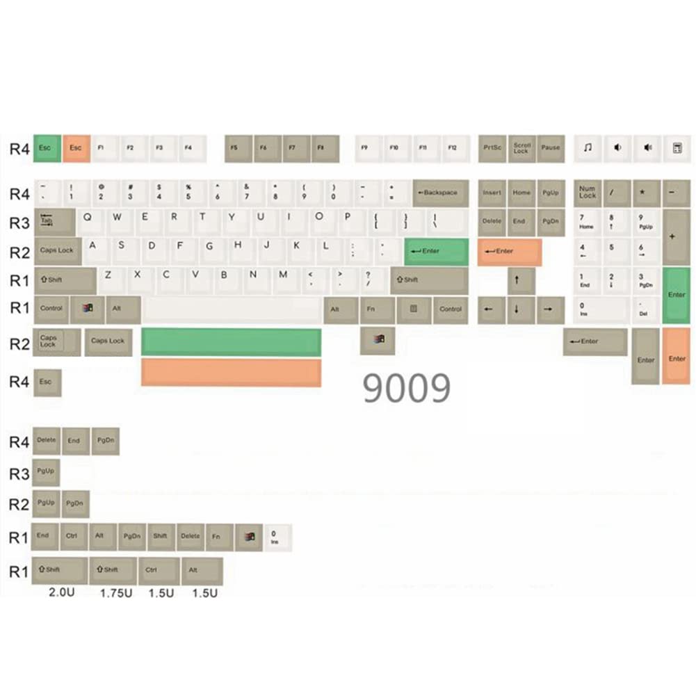 9009 Retro Czcionki sublimacyjne Ethermal PBT 130 Keycap Cherry do mechanicznej klawiatury MX Switch