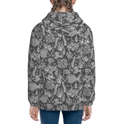 Ocean with Fishes Kid Hoodies Boys Zip Up Sweatshirts Girls Pullover with Pocket4