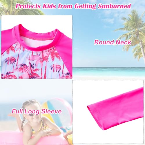 Image of TUONROAD Girls 2 Pieces Rash Guard Swimsuit Long Sleeve Tankini for 4-10 Years
