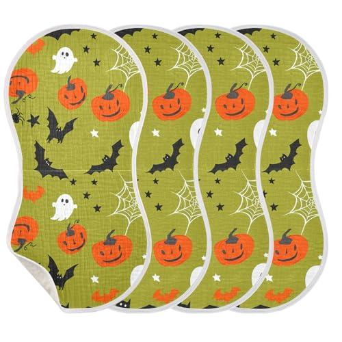 Baby Burp Cloths, Soft Absorbent Burping Cloths for Babies, Cotton Milk Spit Up Rags, Large Size for Newborns, Baby Boys and Girls (Cute Jack-o'-Lanterns)3
