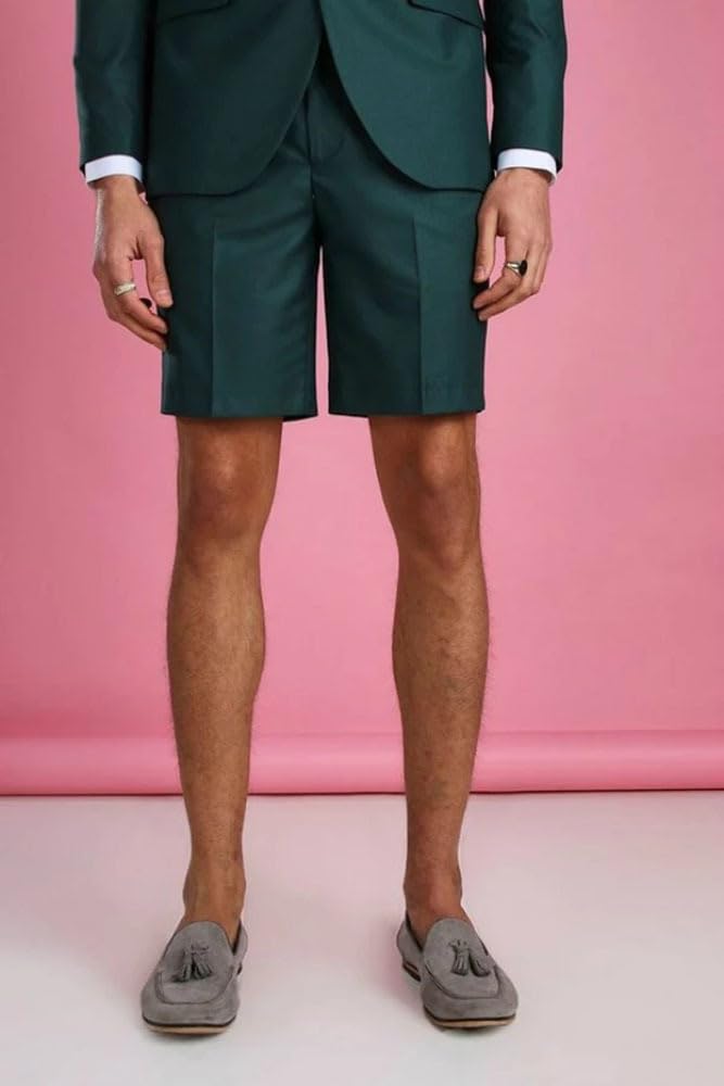 Uomo Vestito Monopetto Button Giacca e Pantaloncini Due Pezzi Casual Uniforme Smoking