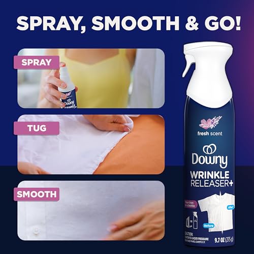 Downy Wrinkle Releaser Spray | All In One Wrinkle Release Spray, Odor Eliminator, Static Remover | Fabric Refresher & Ironing Aid for Clothes | 9.7 Fl Oz (Pack of 2), Fresh Scent - image 3