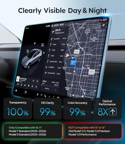Image of Wigoo Tesla Model Y /3 Standard Screen Protector Matte [No Glare & Fingerprint] Model Y Standard(2025~2026) /Model 3 Standard(2024~2026) Accessories, 15.4 inch Tempered Glass Protector with Alignment Kit