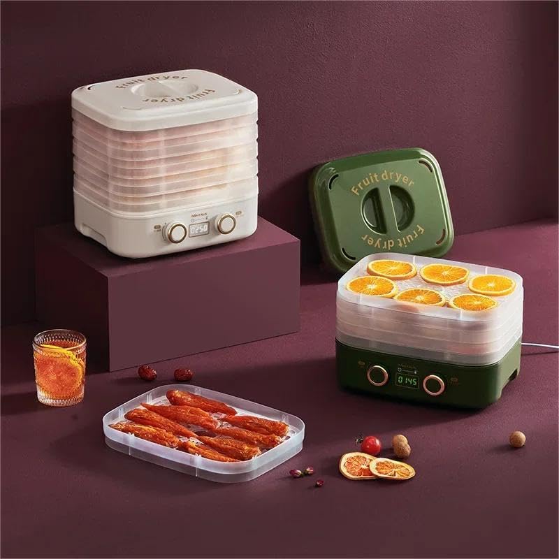 Disidratatore alimentare elettrico, 240 W, macchina per asciugare la frutta, temperatura regolabile, 35-70 °C, per frutta, verdura, carne, pesce, ricette (bianco - 5 griglie)