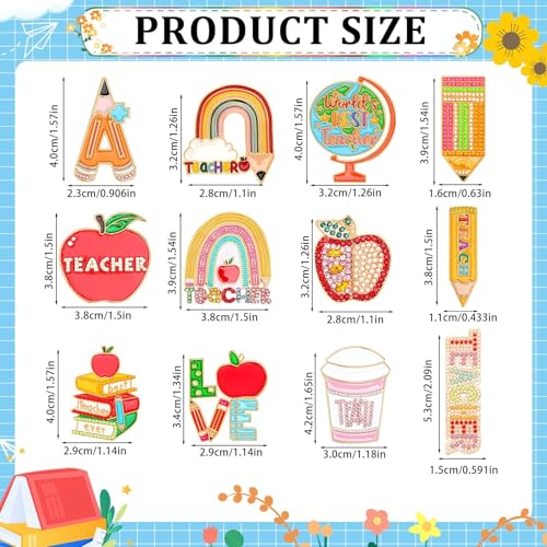 Image of 6PCS Teacher Pins,Back to School Pins Brooches Appreciation Gifts Teacher Lapel Appreciation Label Badges Last Day of School Pin for Teachers Students Clothes Bags Hats Backpack