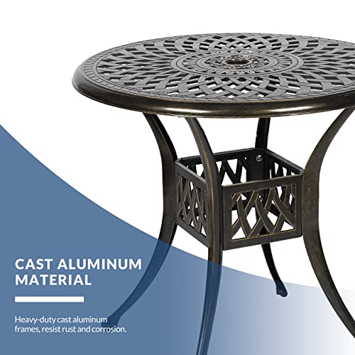 31-Inch-Outdoor-Dining-Table-Round-Patio-Bistro-Table-Bronze-Cast-Aluminum-Rustic-Large-Table-with-Umbrella-Hole 31 Inch Outdoor Dining Table Round Patio Bistro Table Bronze Cast Aluminum Rustic Large Table with Umbrella Hole