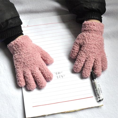 1pair Winter Children Fleece Gloves Kids Windproof Full Finger Gloves With Elastic Cuffs Skiing Cycling Mitten4